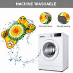 Machine-washable yellow dog snuffle mat with soft felt material details