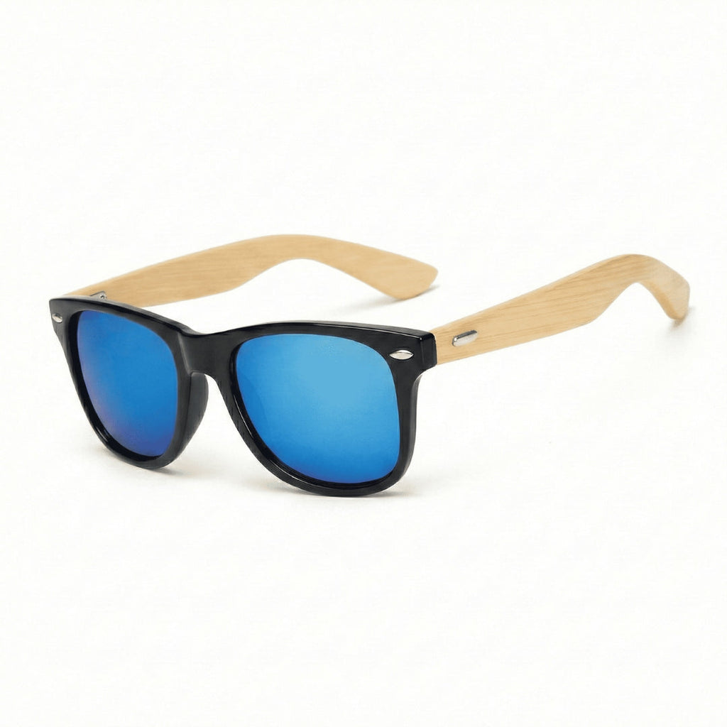 Coastline™ Eco Bamboo Sunglasses – UV400 Mirrored Square Beach Shades SmalchanCo