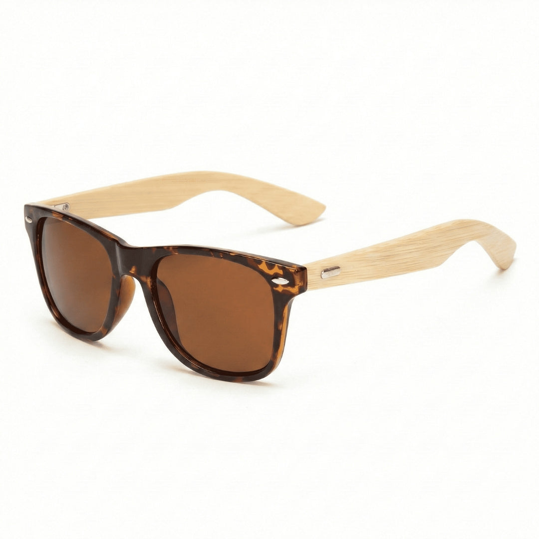 Coastline™ Eco Bamboo Sunglasses – UV400 Mirrored Square Beach Shades SmalchanCo