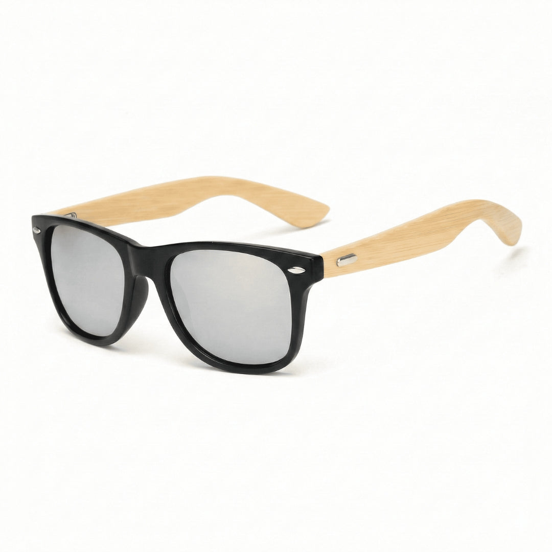 Coastline™ Eco Bamboo Sunglasses – UV400 Mirrored Square Beach Shades SmalchanCo