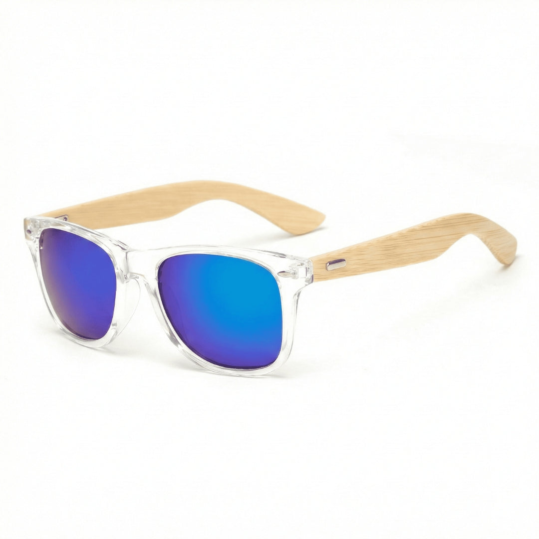 Coastline™ Eco Bamboo Sunglasses – UV400 Mirrored Square Beach Shades SmalchanCo