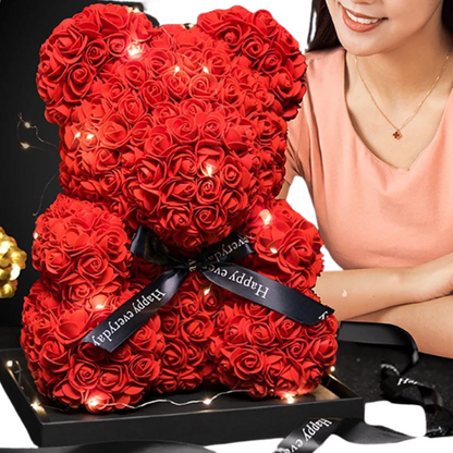 Valentine's Day Rose Teddy Bear With Box and Lights