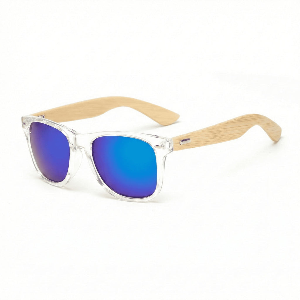Coastline™ Eco Bamboo Sunglasses – UV400 Mirrored Square Beach Shades SmalchanCo
