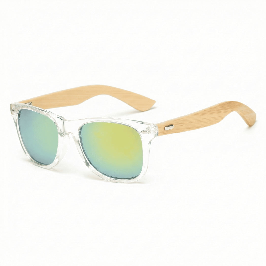 Coastline™ Eco Bamboo Sunglasses – UV400 Mirrored Square Beach Shades SmalchanCo