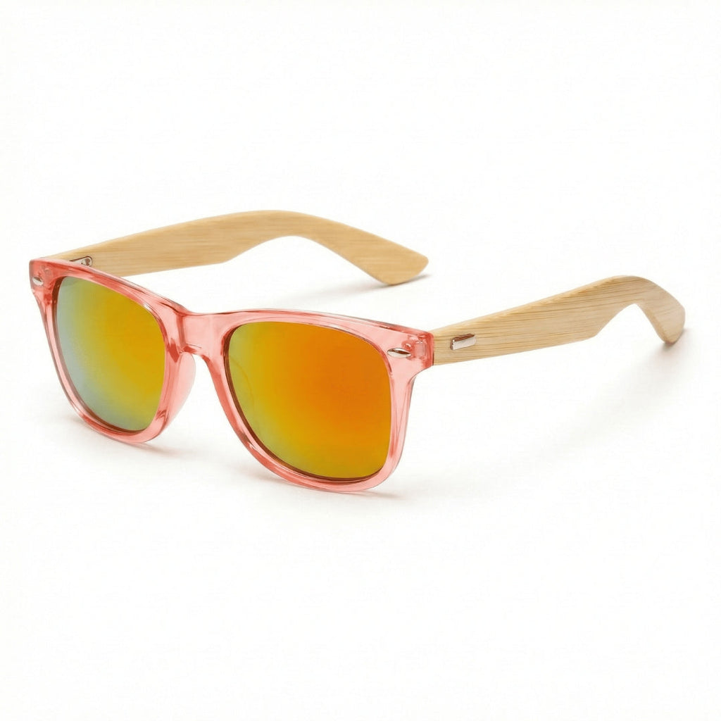 Coastline™ Eco Bamboo Sunglasses – UV400 Mirrored Square Beach Shades SmalchanCo