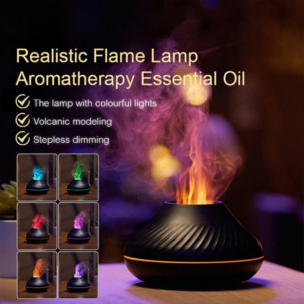 Volcanic Aroma Diffuser Lamp | Flame Effect Humidifier | Essential Oil Aromatherapy Light Kinscoter
