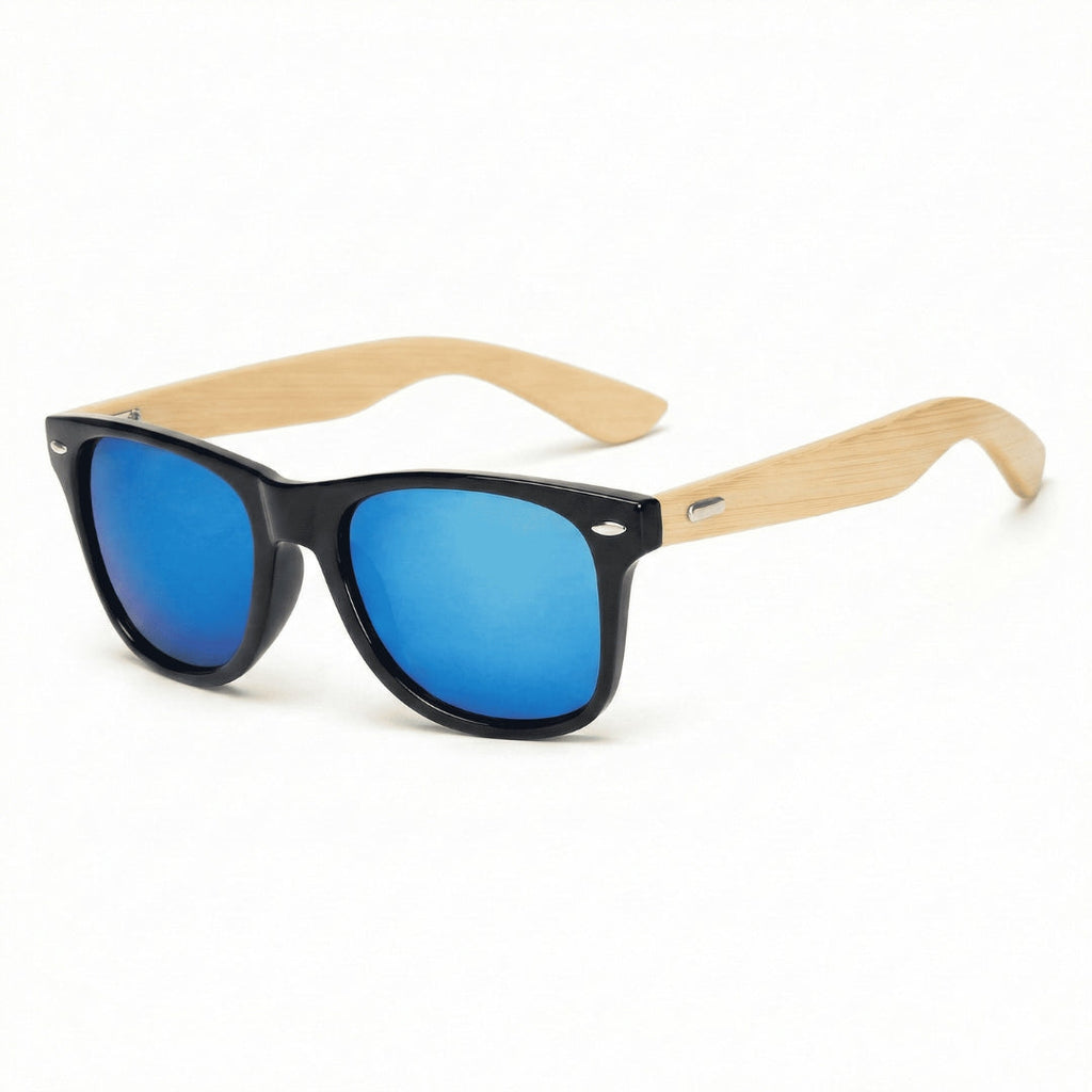 Coastline™ Eco Bamboo Sunglasses – UV400 Mirrored Square Beach Shades SmalchanCo