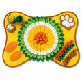 Yellow and orange dog snuffle mat showing key design features