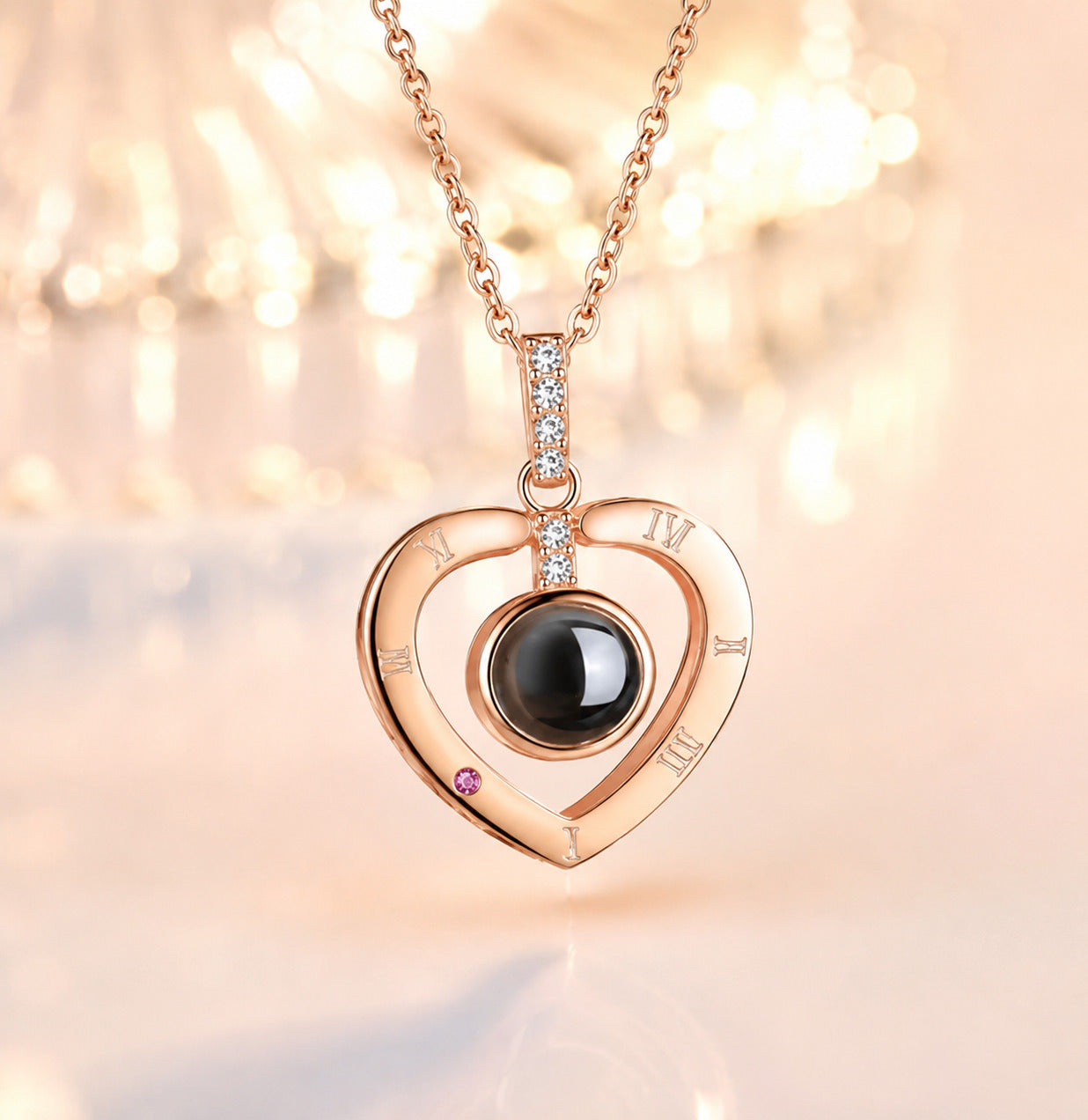 Heart Projection Necklace Gift Set — "I Love You" in 100 Languages | Rose Gift Box Included