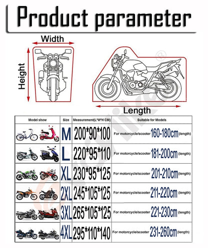 Universal Motorcycle Cover - UV protector, Waterproof, Windproof, Dustproof and Sun Protector