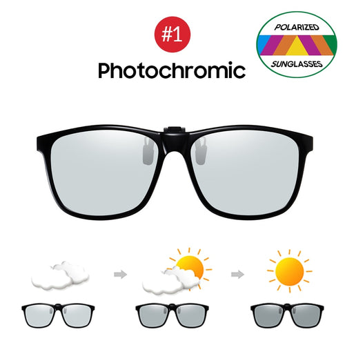 2023 Photochromic Polarized Night Driving Pilot Flip Up Clip on Sunglasses
