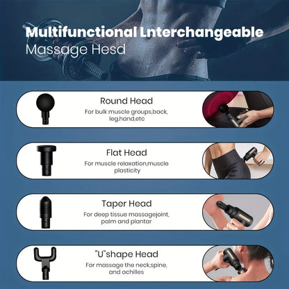 Portable Massage Gun With Four Replaceable Massage Heads