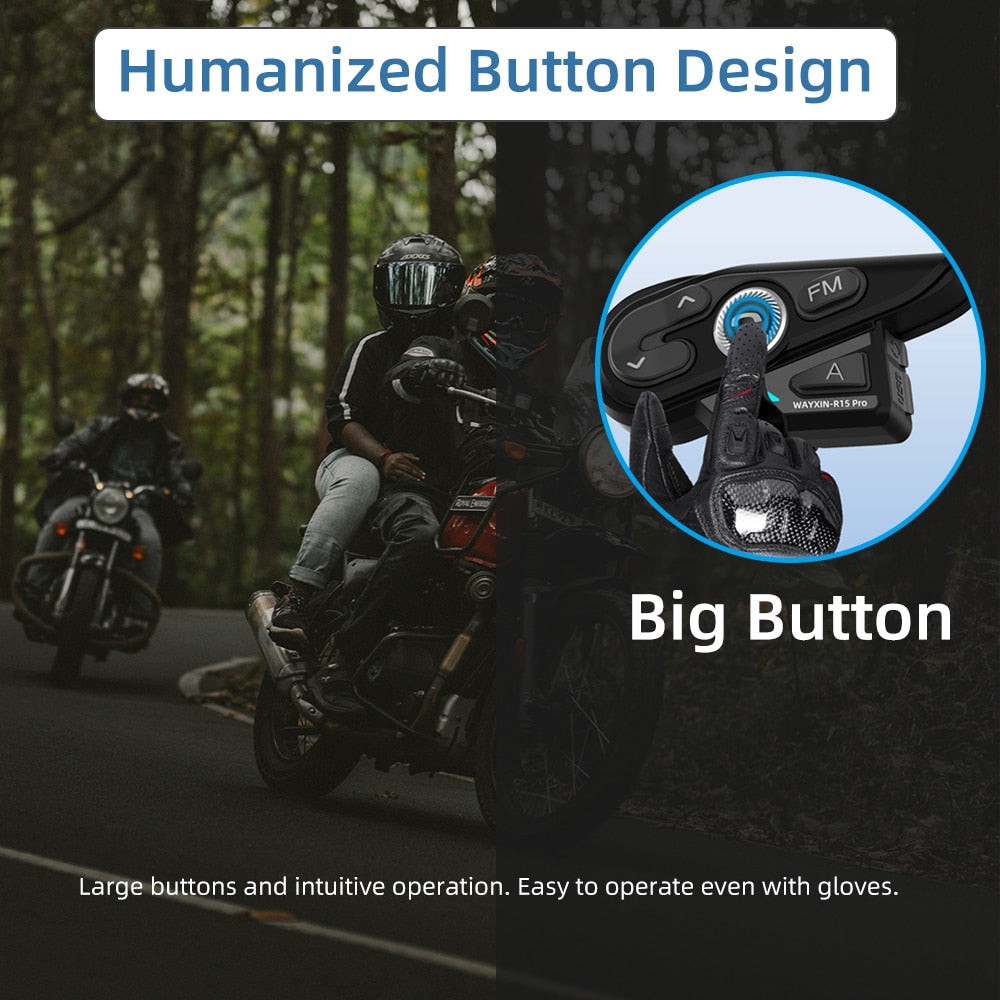 R15 Pro Motorcycle Helmet Headset Intercom Communication System WAYXIN