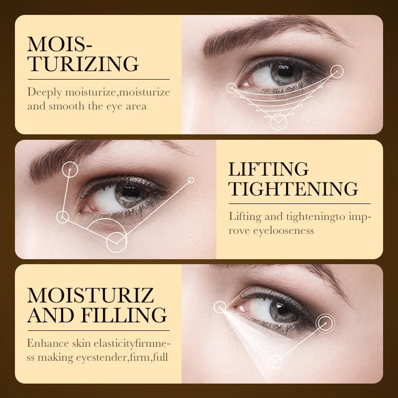 Eye area treatment with moisturizing, lifting, tightening, and moisturizing and filling effects.