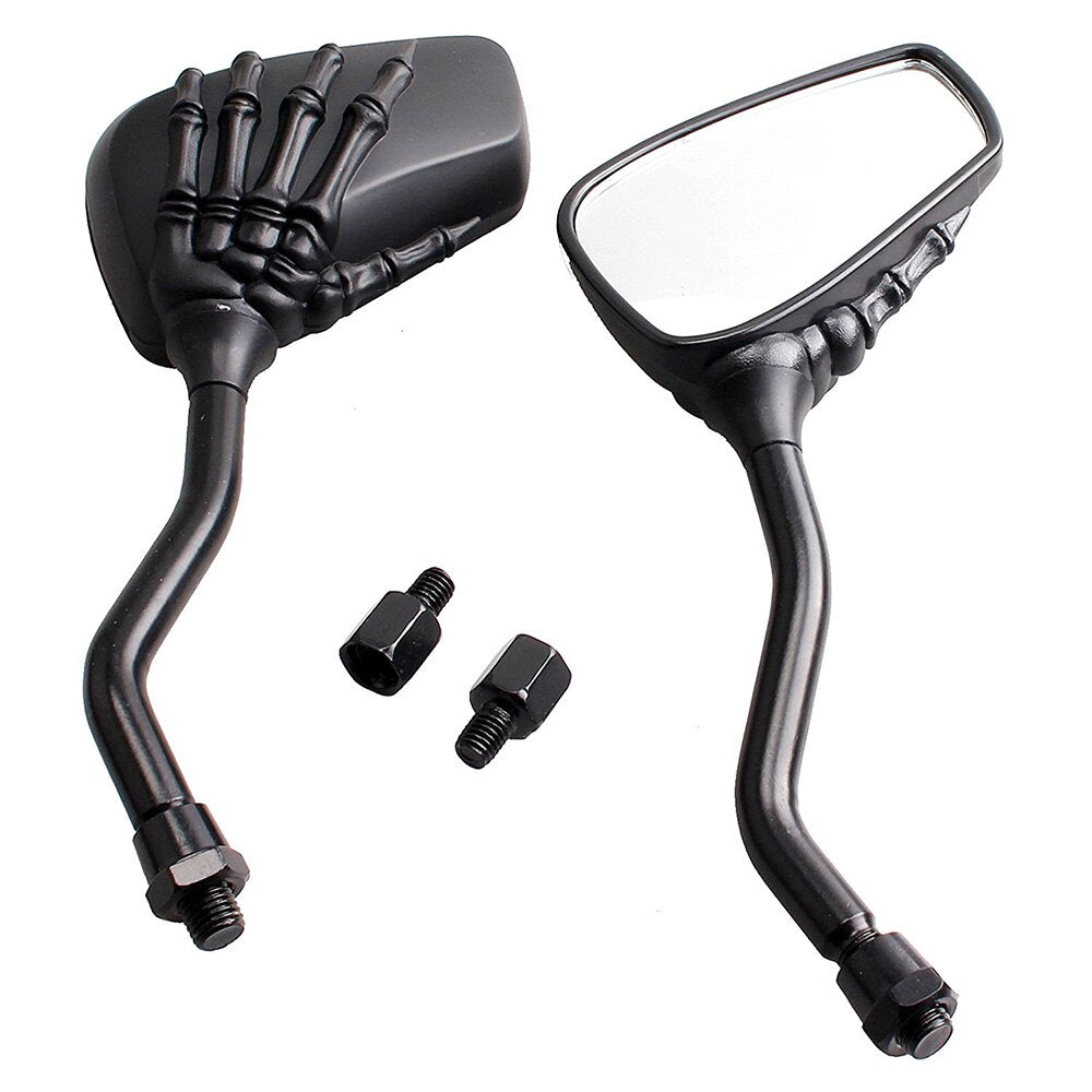 Universal Motorcycle Chrome Skeleton Hands Side Rear View Mirrors SMCH