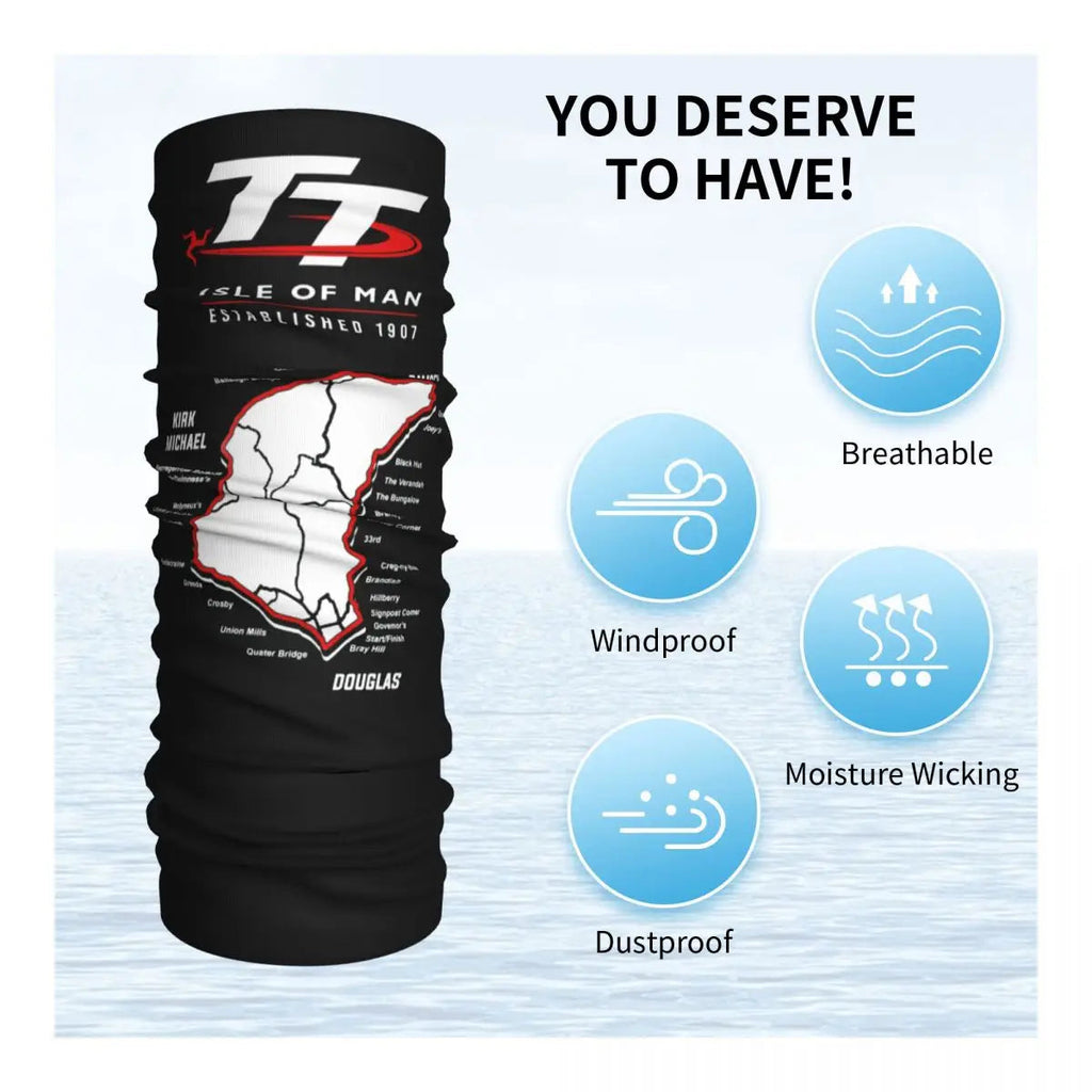 Isle Of Man TT Motorcycle Bandana Neck Gaiter CHAMPRINT