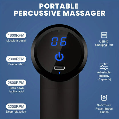 Portable Massage Gun With Four Replaceable Massage Heads