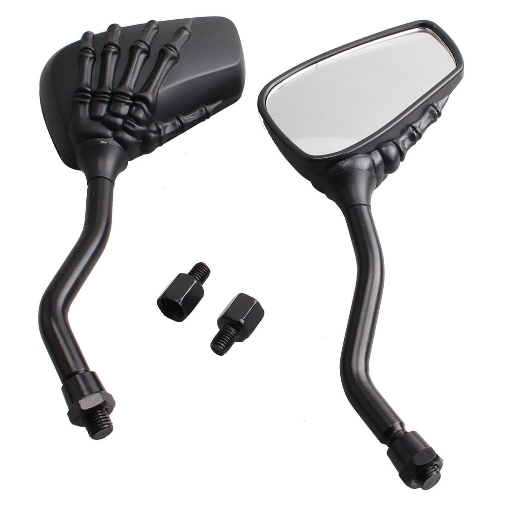 Universal Motorcycle Chrome Skeleton Hands Side Rear View Mirrors SMCH