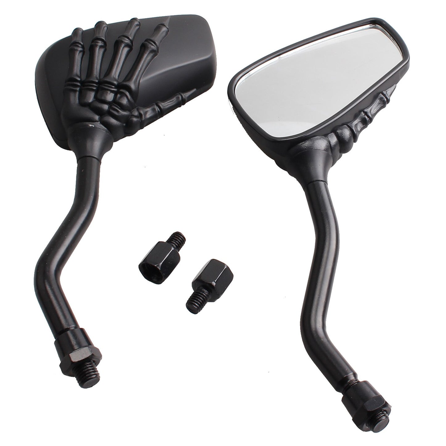 Universal Motorcycle Chrome Skeleton Hands Side Rear View Mirrors