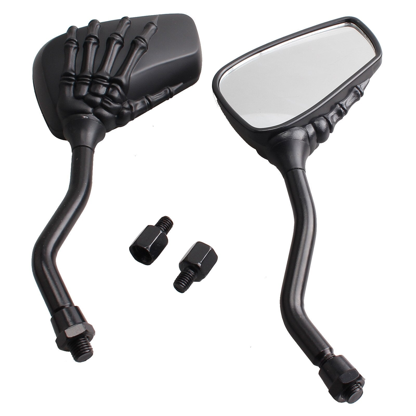 Universal Motorcycle Chrome Skeleton Hands Side Rear View Mirrors SMCH