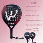 Cwin Paddle Racket Carbon Fiber Soft EVA Face for Adult Prefessional Training Tennis Paddle Racquet with Padel Shovel Protector Smalchanco