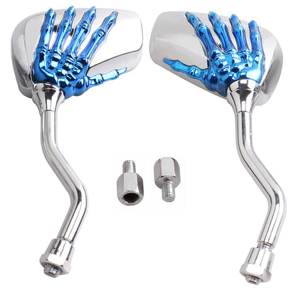 Universal Motorcycle Chrome Skeleton Hands Side Rear View Mirrors