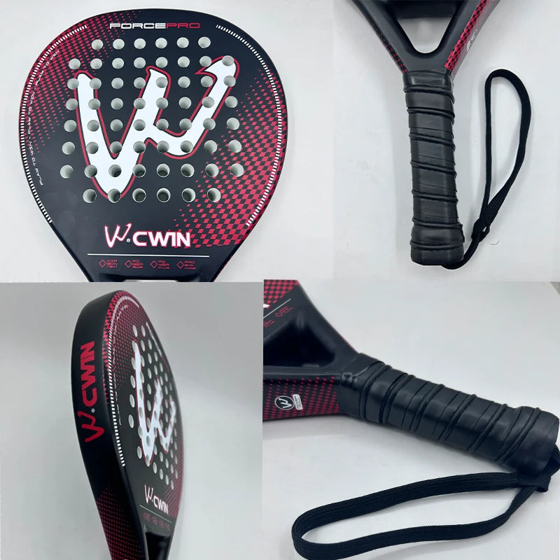 Cwin Paddle Racket Carbon Fiber Soft EVA Face for Adult Prefessional Training Tennis Paddle Racquet with Padel Shovel Protector Smalchanco