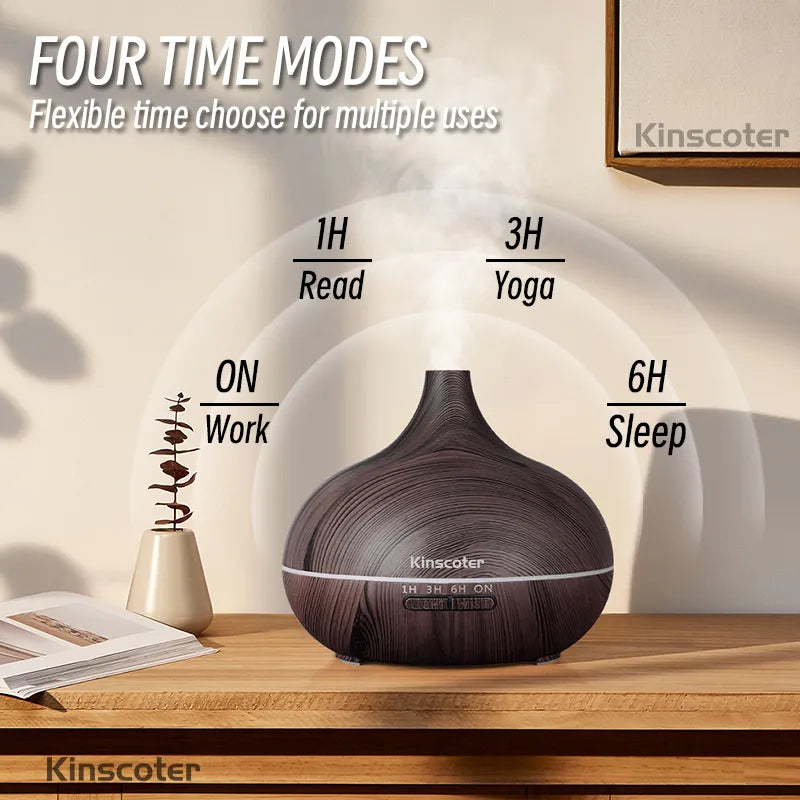 High Quality Aromatherapy Essential Oil Wooden Air Humidifier with 7 Colors Light