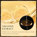 24K Gold Extract with close-up of dropper and text on a gold background