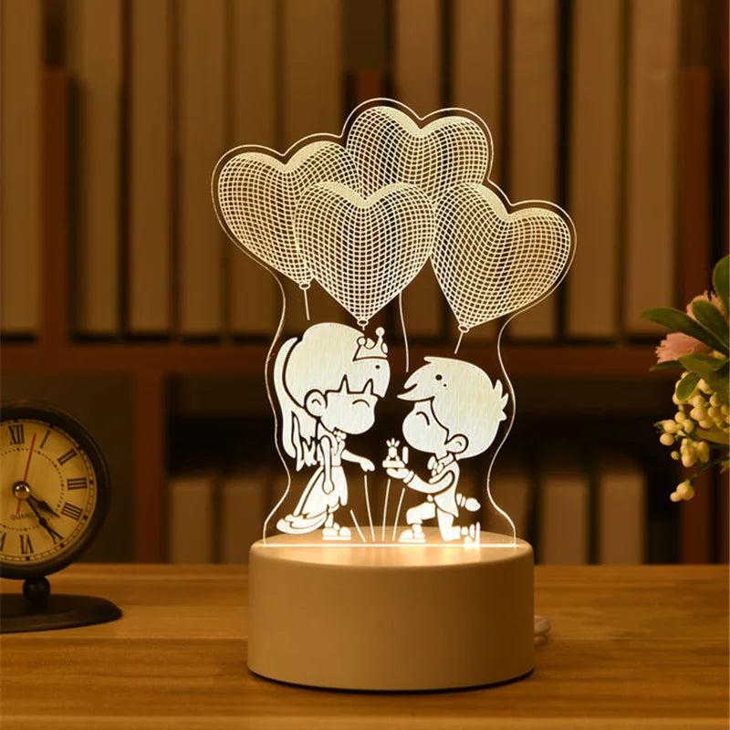 3D Acrylic LED Night Light for Home Bedroom Decor