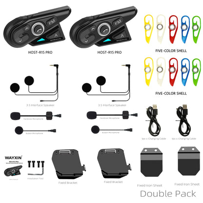 R15 Pro Motorcycle Helmet Headset Intercom Communication System