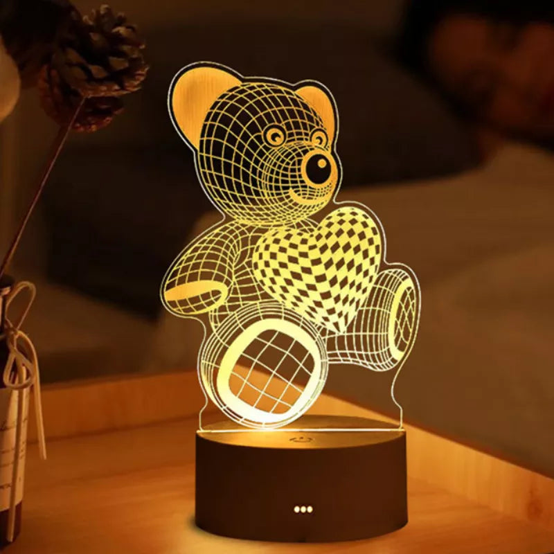 3D Acrylic LED Night Light for Home Bedroom Decor