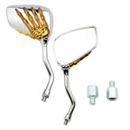 Universal Motorcycle Chrome Skeleton Hands Side Rear View Mirrors SMCH