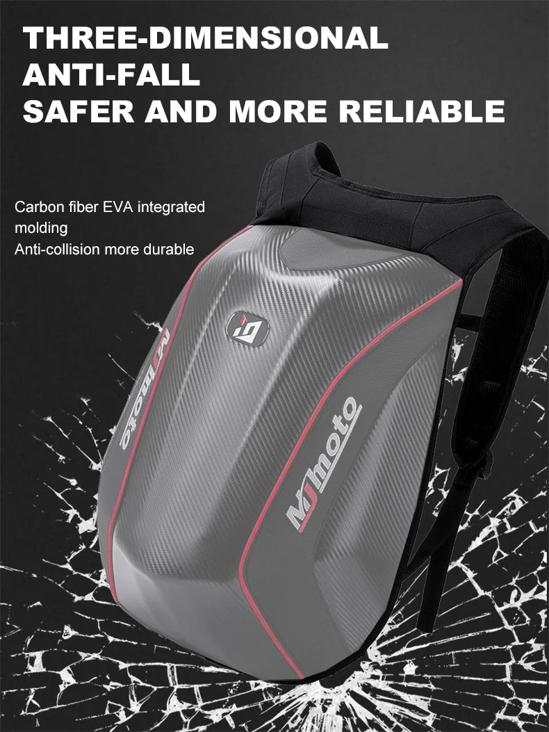Carbon Fiber Hard Shell  Expandable Motorcycle Helmet Waterproof Backpack MJMOTO
