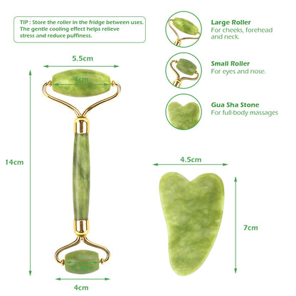 GUA SHA Natural Face Scraper Massager Jade Stone Roller