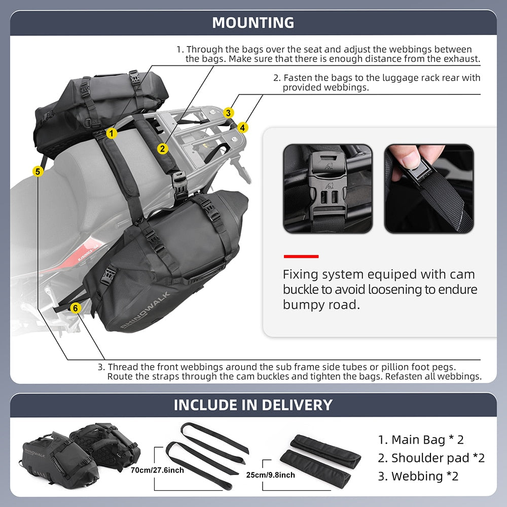 Motorcycle Large Capacity 100% Waterproof Saddle Bag - Smalchanco