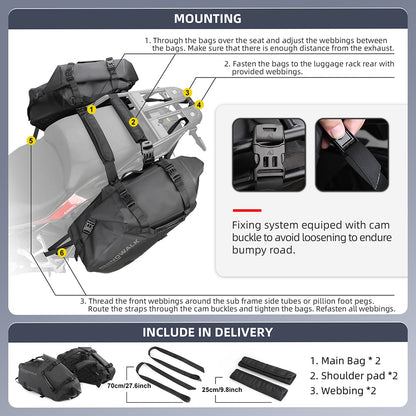 Motorcycle Large Capacity 100% Waterproof Saddle Bag