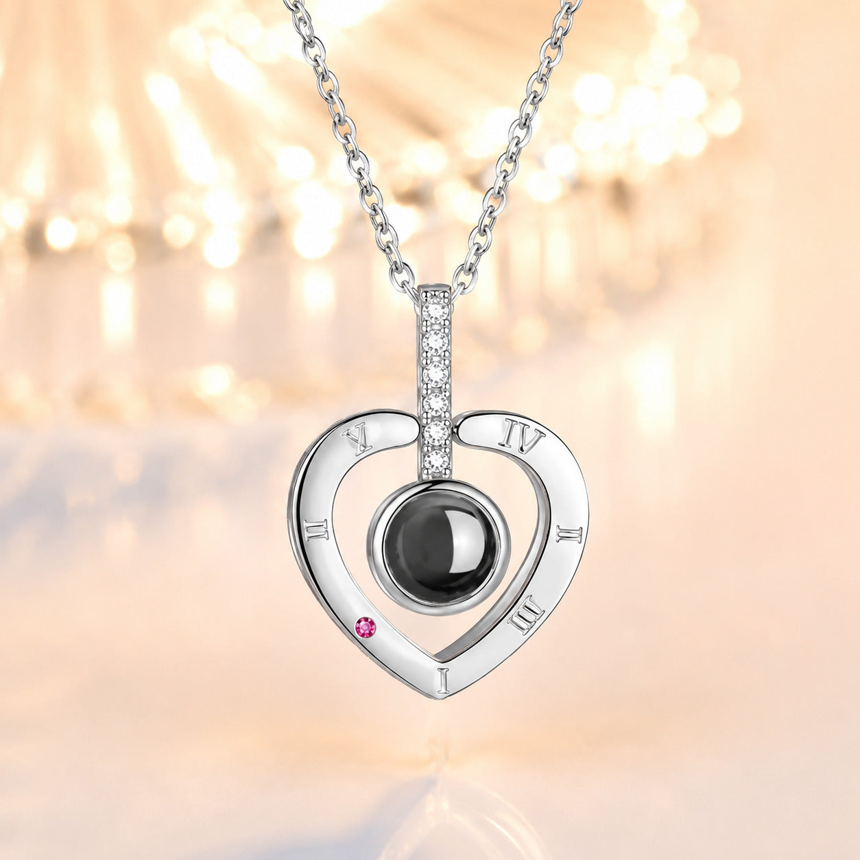 Heart Projection Necklace Gift Set — "I Love You" in 100 Languages | Rose Gift Box Included