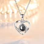 Heart Projection Necklace Gift Set — "I Love You" in 100 Languages | Rose Gift Box Included