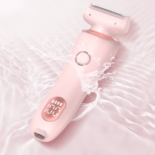 Pink electronic device with water splashes on a light pink background