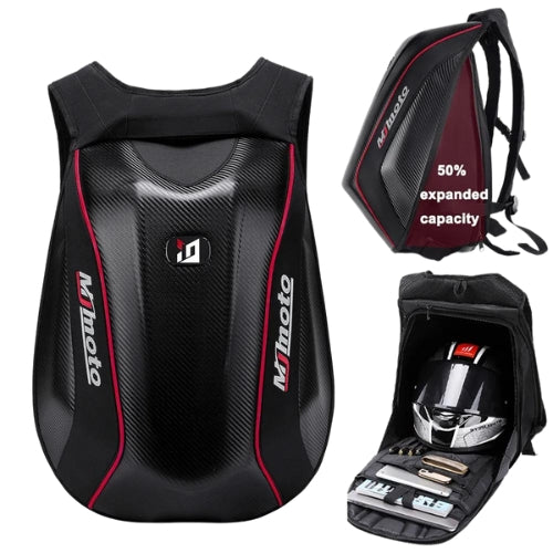 Carbon Fiber Hard Shell  Expandable Motorcycle Helmet Waterproof Backpack MJMOTO