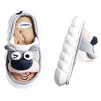 Children's animal-themed slippers with a cartoon face design on a white background