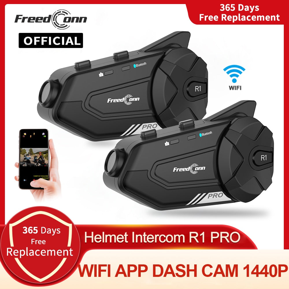 Dash Cam HD Intercom Motorcycle Helmet Headset R1 Pro Freedconn