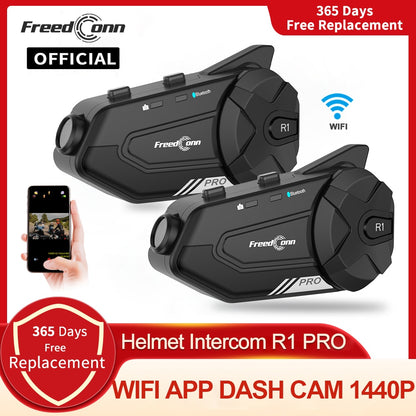 Dash Cam HD Intercom Motorcycle Helmet Headset R1 Pro