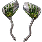 Universal Motorcycle Chrome Skeleton Hands Side Rear View Mirrors SMCH