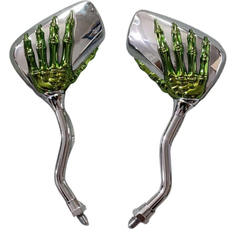 Universal Motorcycle Chrome Skeleton Hands Side Rear View Mirrors SMCH